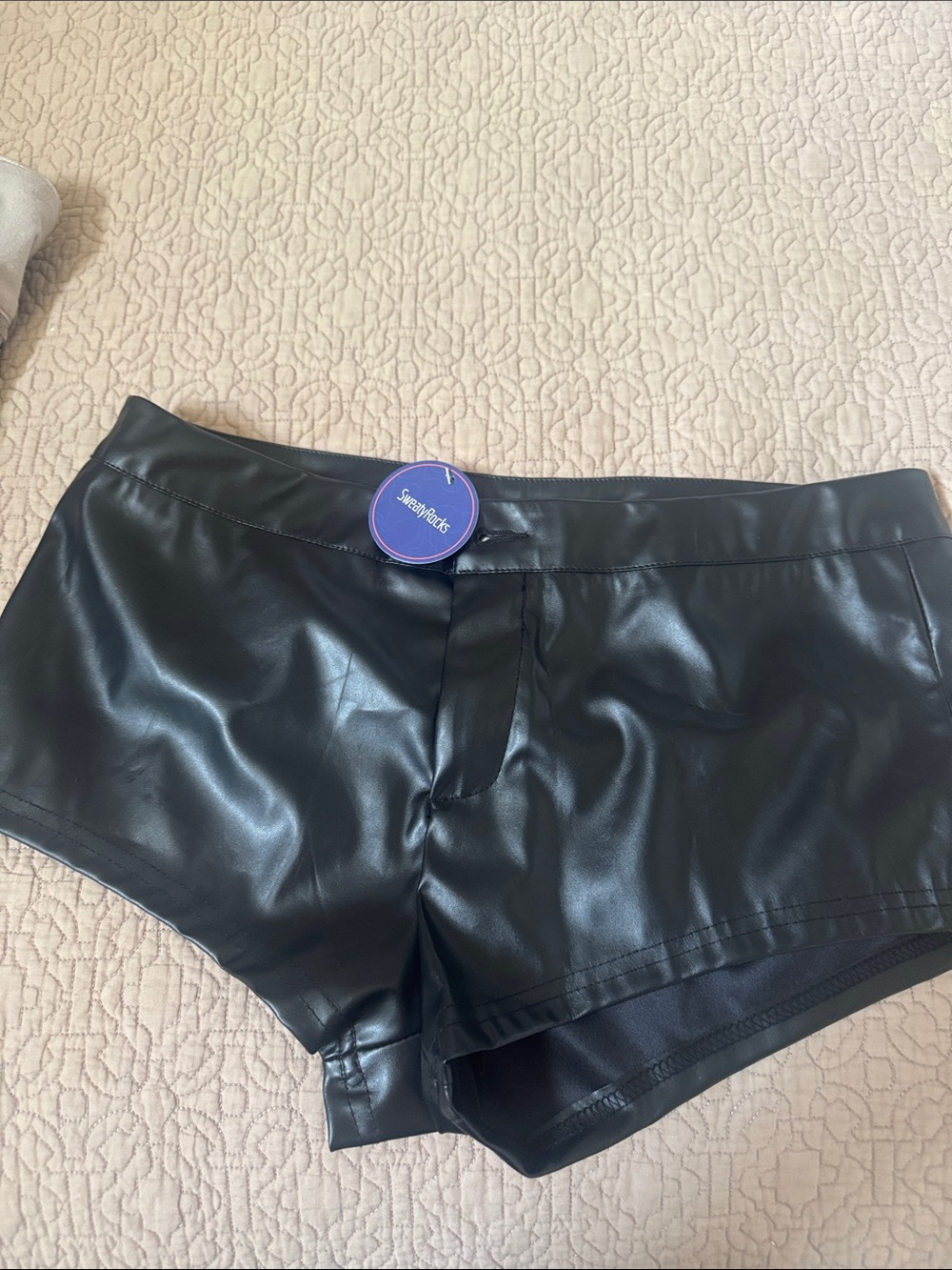 Faux Leather Black Women's Shorts
